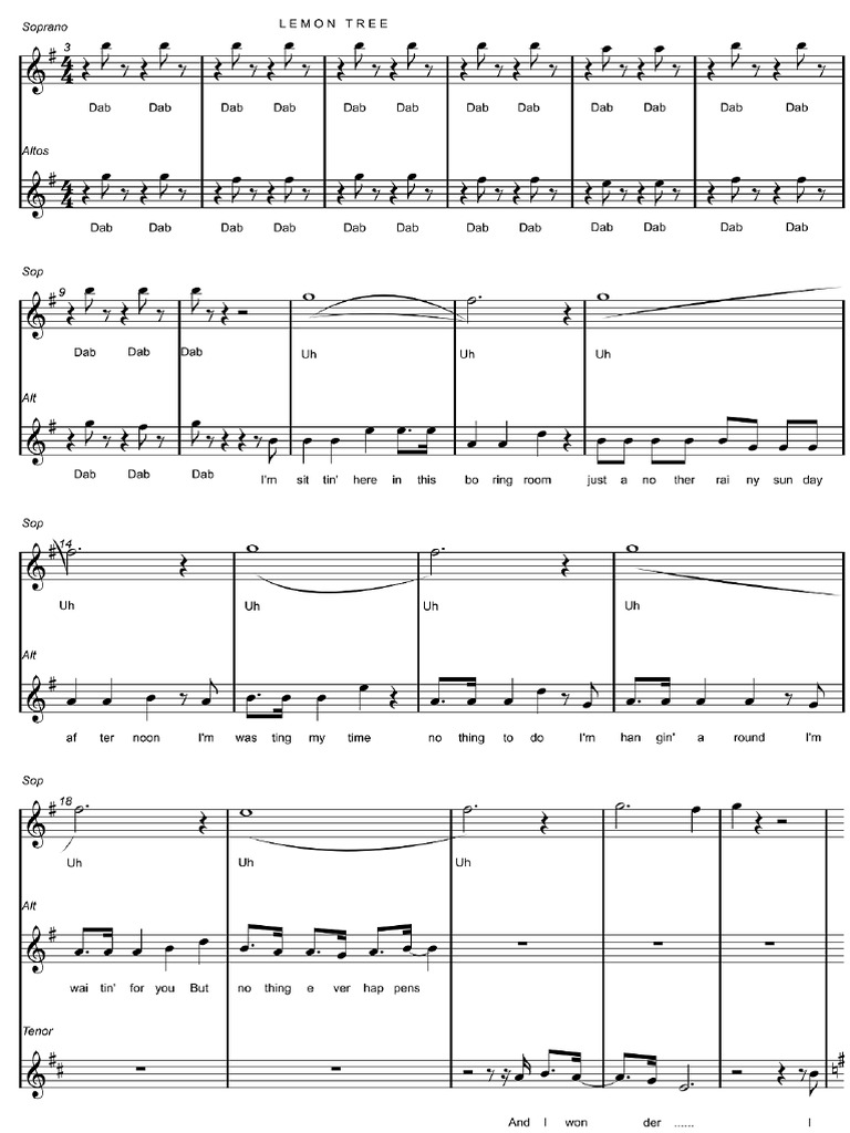 Partitura Lemon Tree | PDF
