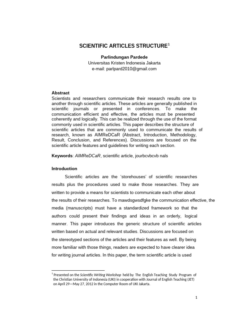 Structure of Scientific Articles Explained | PDF | Citation | English ...