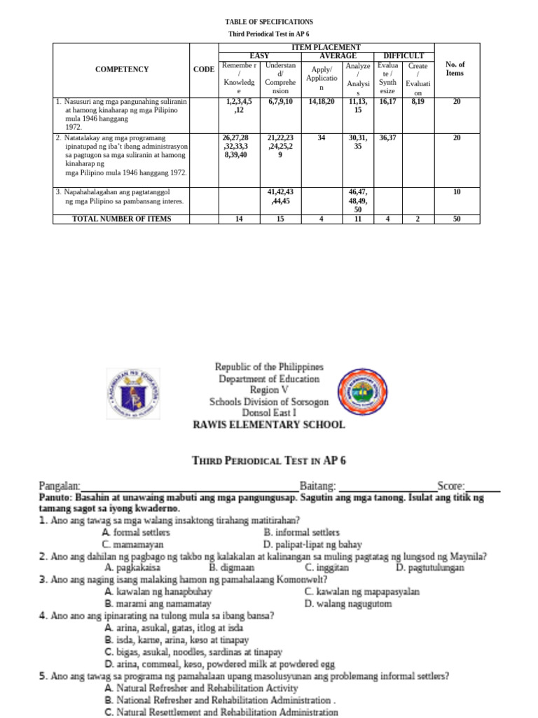 DTC - PT Q3 - AP 6 - With TOS KEY v4 | PDF