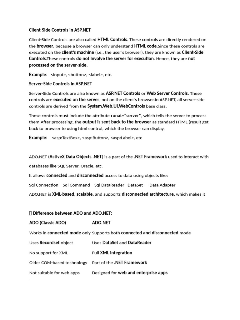 ASP.NET Client-Side vs Server-Side Controls | PDF | Xml | World Wide Web