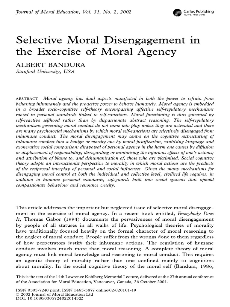 Selective Moral Disengagement in the Exe | PDF | Morality ...