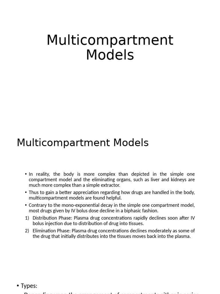 Multicompartment Pharmacokinetic Models | PDF | Pharmacokinetics ...