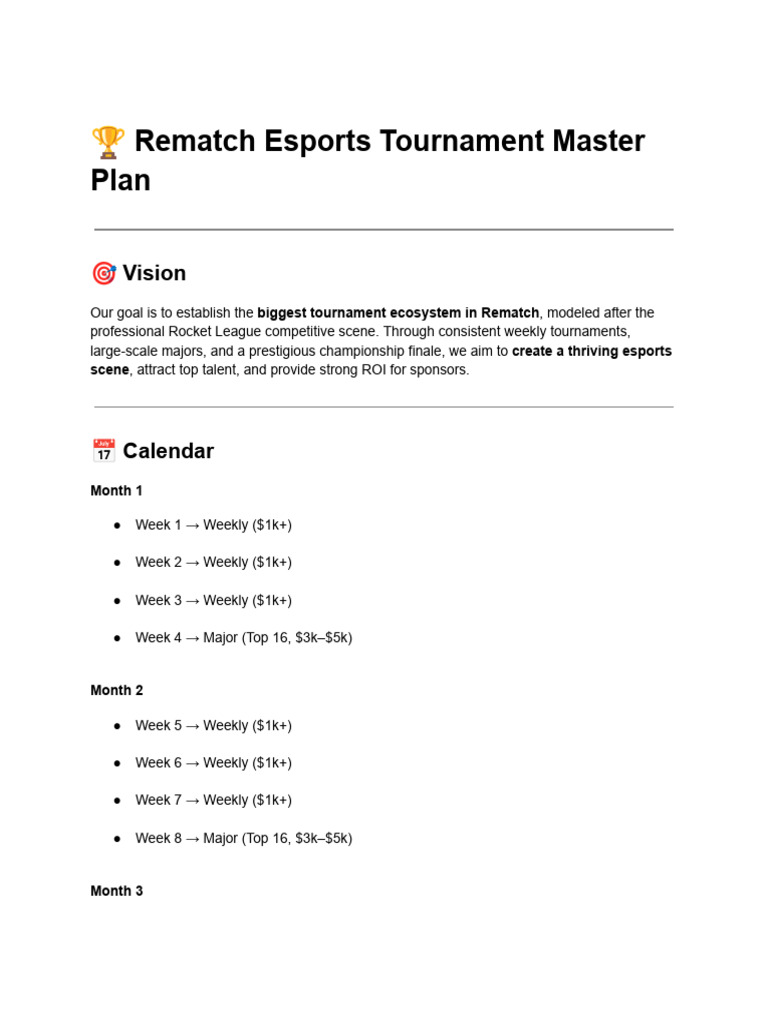 ? Rematch Esports Tournament Framework | PDF | Sports Competitions | Sports