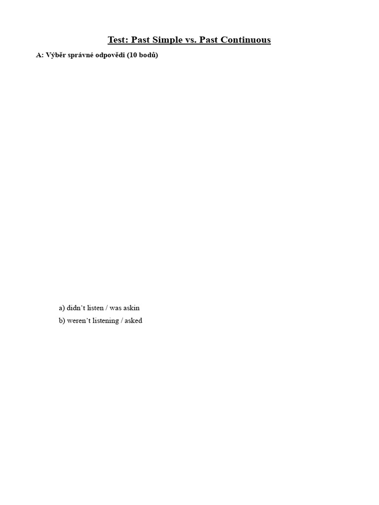 Test PAST Simple Vs Continuous | PDF | Chess Theory | Chess