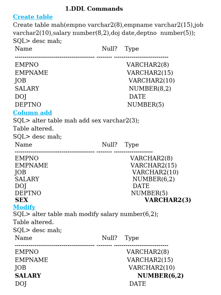 SQL Commands for Database Management | PDF | Fruit | Data Management