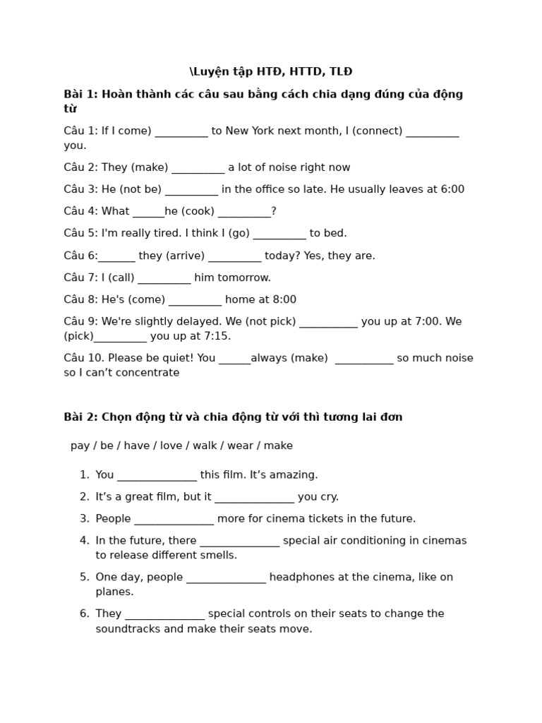 Luyện Tập Htđ Tlđ Httd | PDF