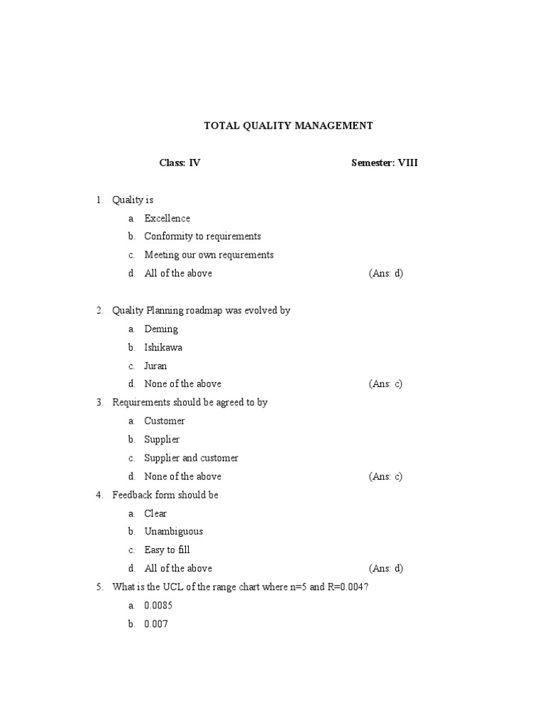 Total Quality Management Overview | PDF