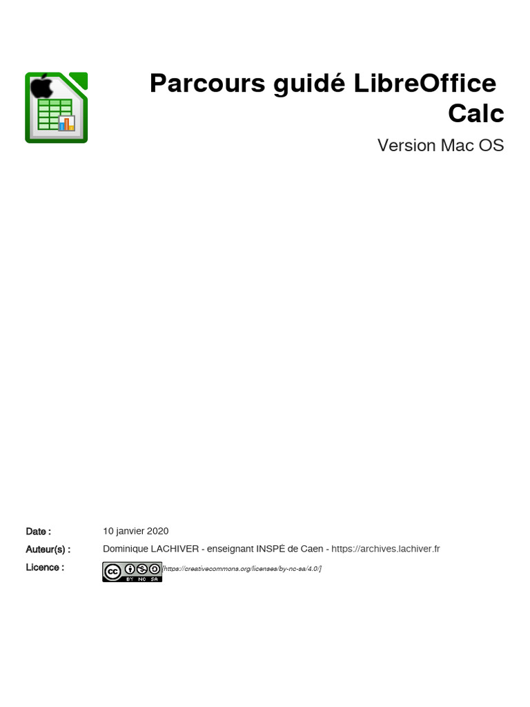 Guide d'utilisation de LibreOffice Calc Mac | PDF | Feuille de calcul ...