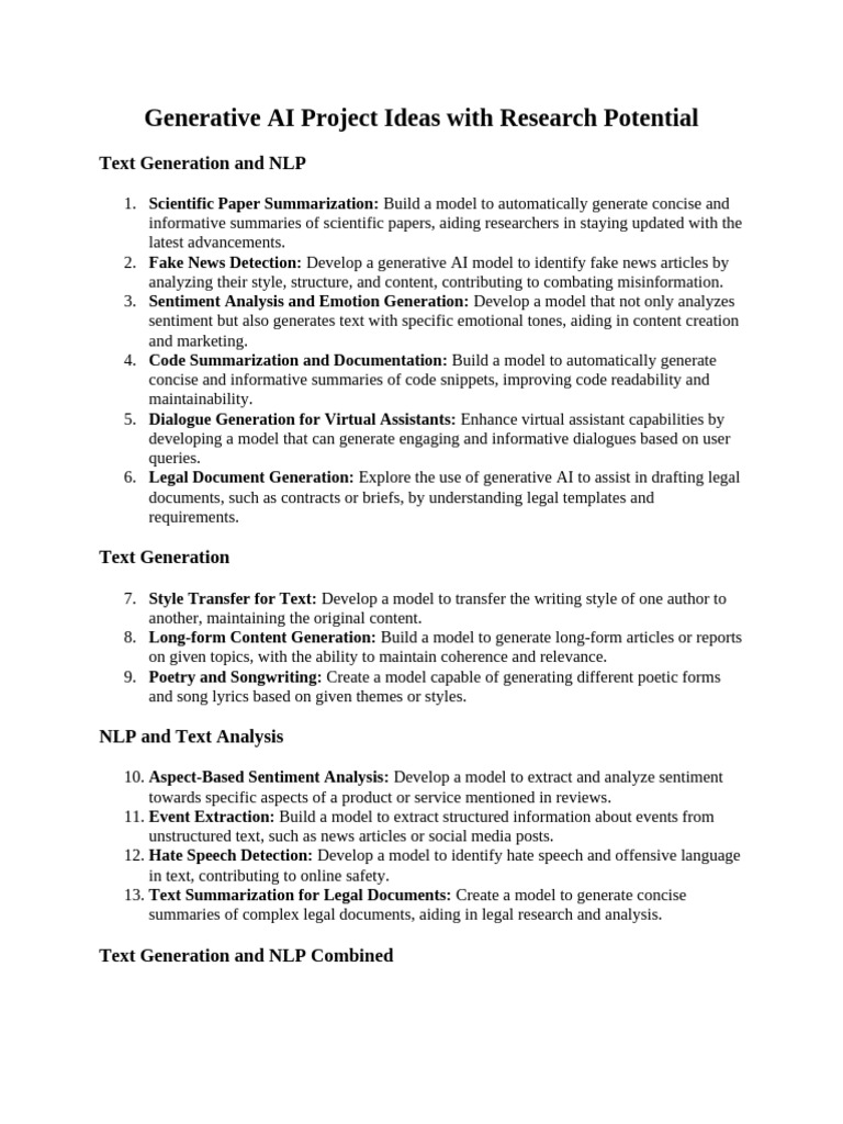 Generative AI Research Project Ideas | PDF | Artificial Intelligence ...