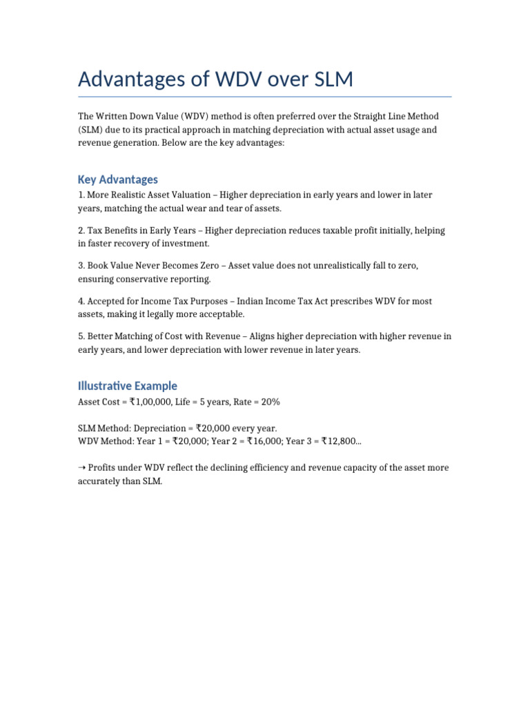 Benefits of WDV Depreciation Method | PDF