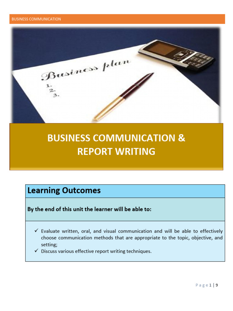 Business Communication & Report Writing Guide | PDF | Communication ...