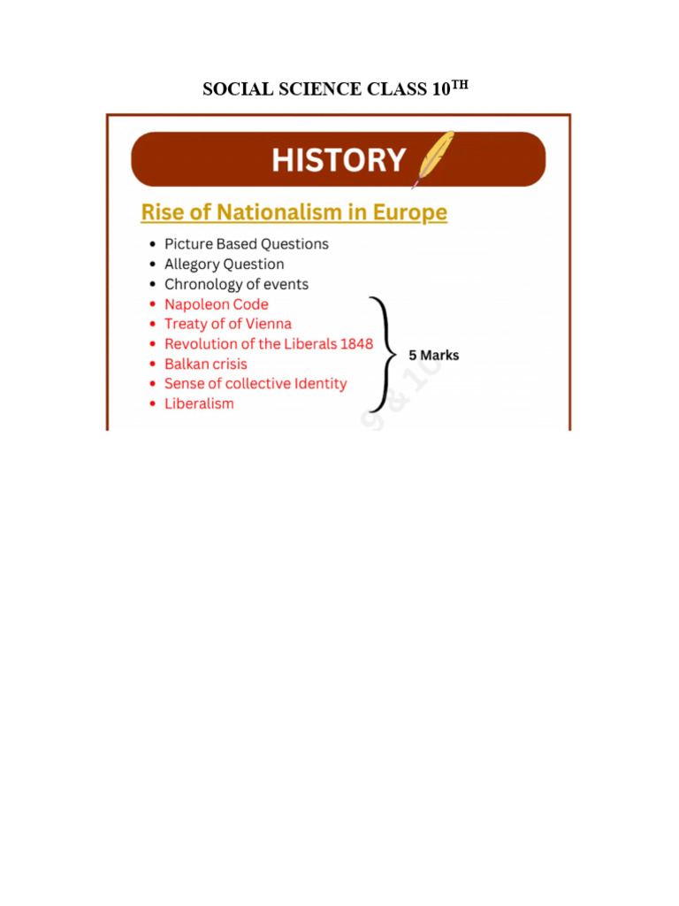 Social Science Class 10th Important Topics | PDF