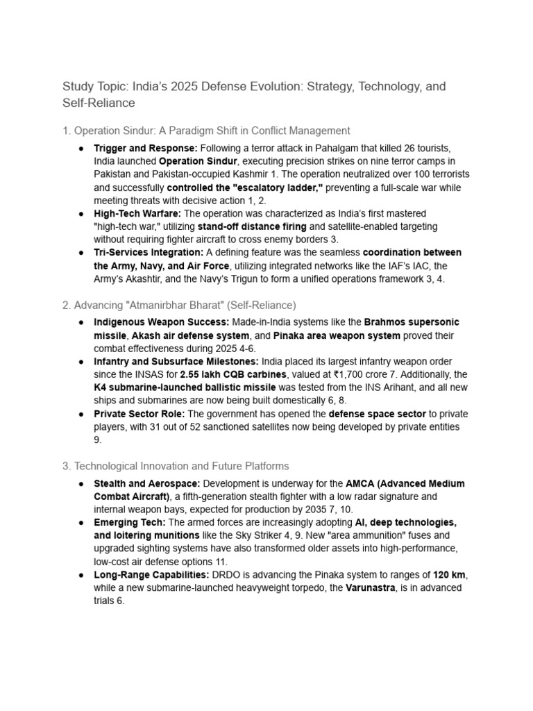 India’s 2025 Defense Strategy Overview | PDF | Military Technology ...
