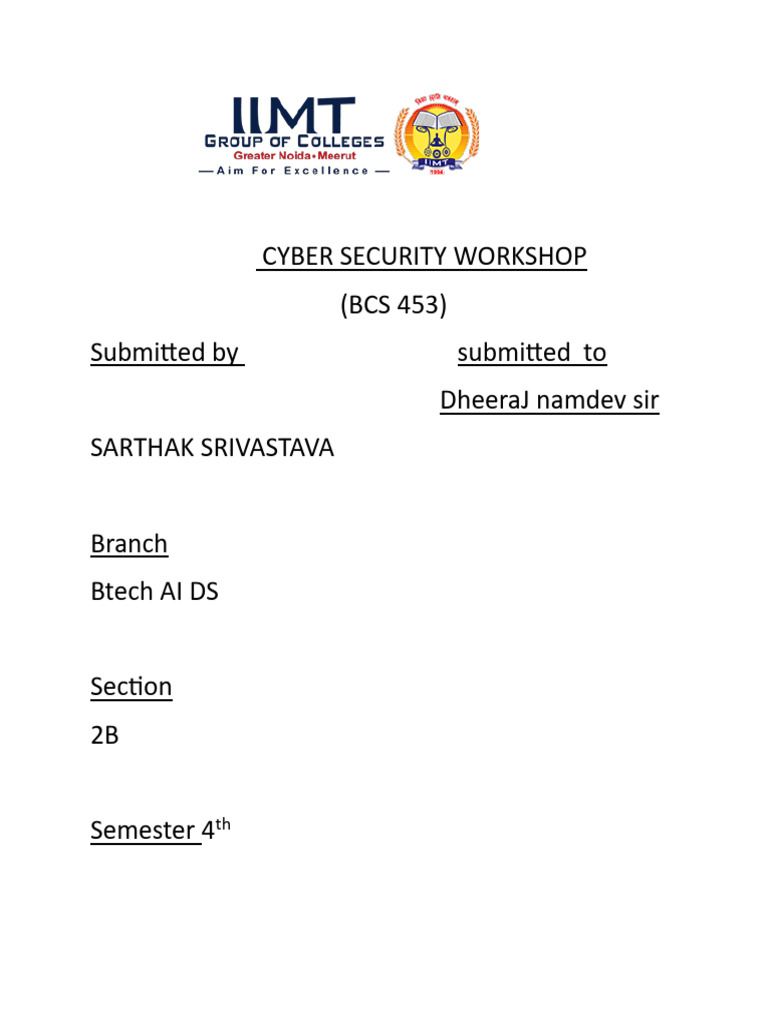 Cyber Security Workshop | PDF