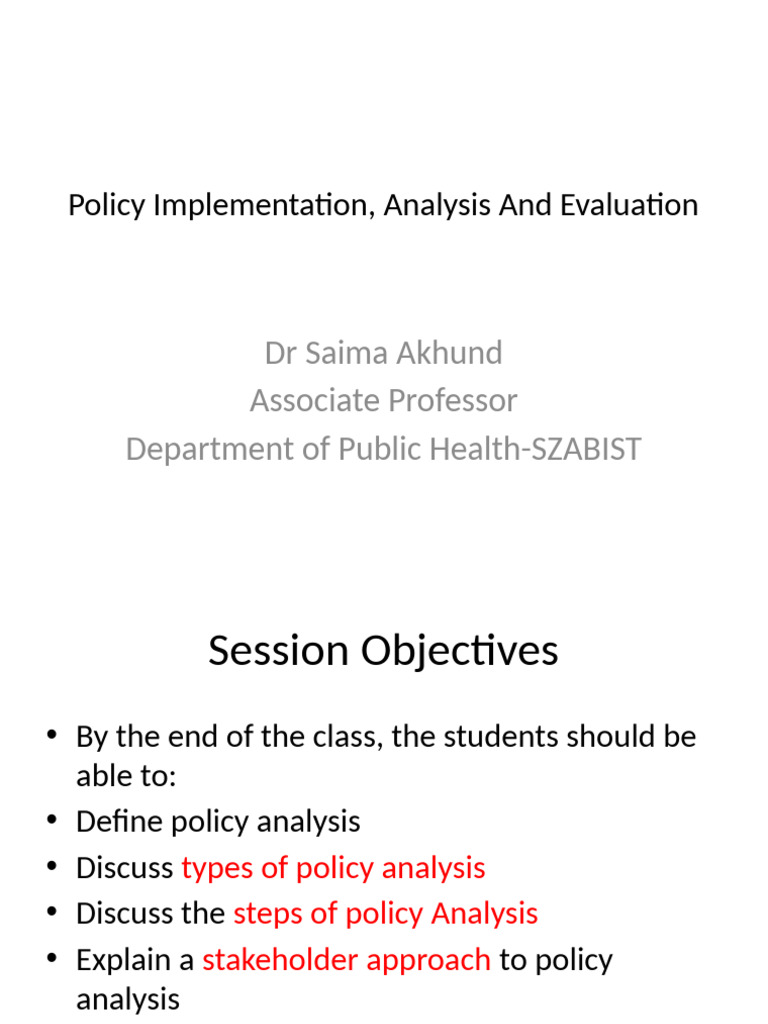 Health Policy Analysis and Evaluation Guide | PDF | Policy Analysis ...