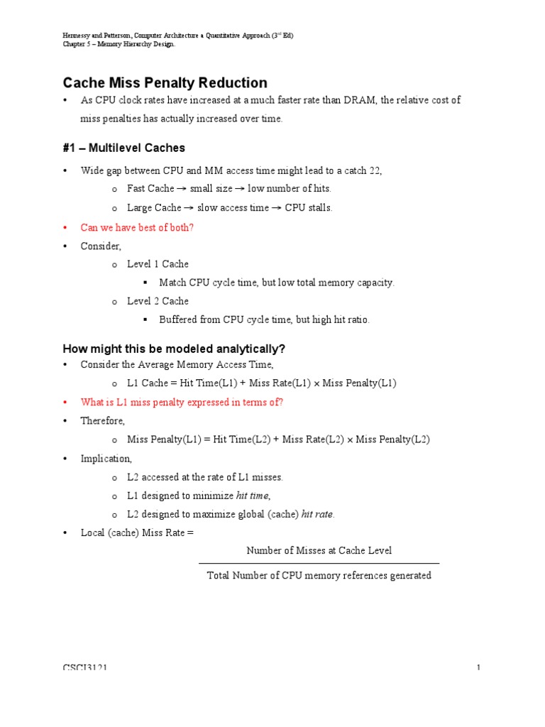 Cache Miss Penalty Reduction | PDF | Cpu Cache | Instruction Set