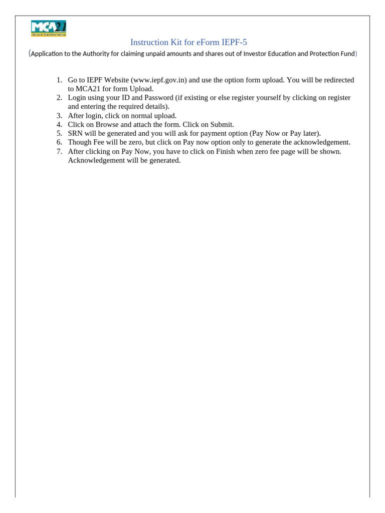Guide to eForm IEPF-5 Submission | PDF | Dividend | Business