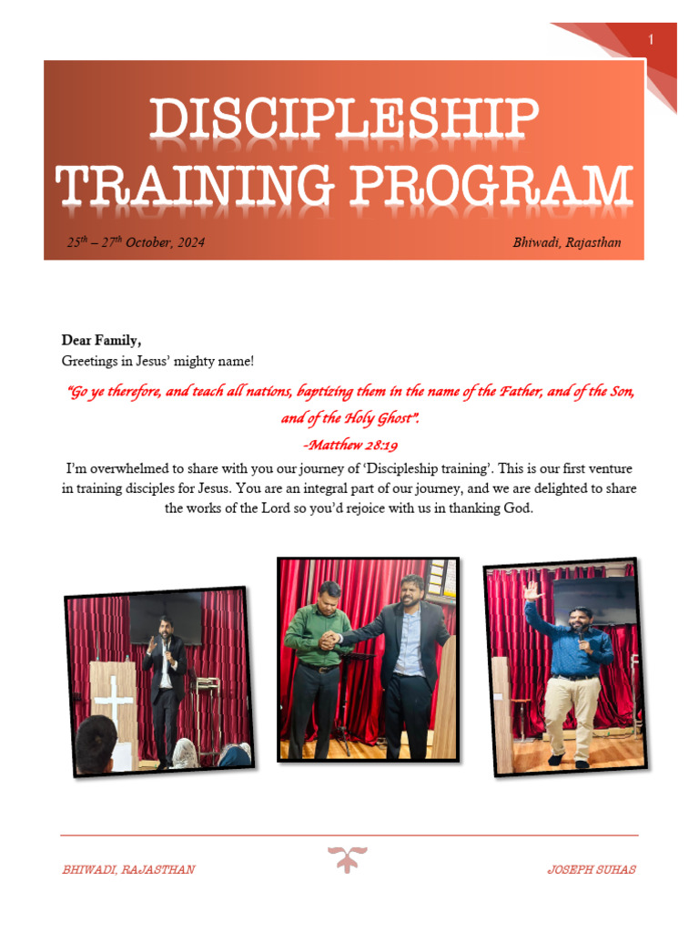 Discipleship Training Report - Rajasthan | PDF | Disciple (Christianity ...