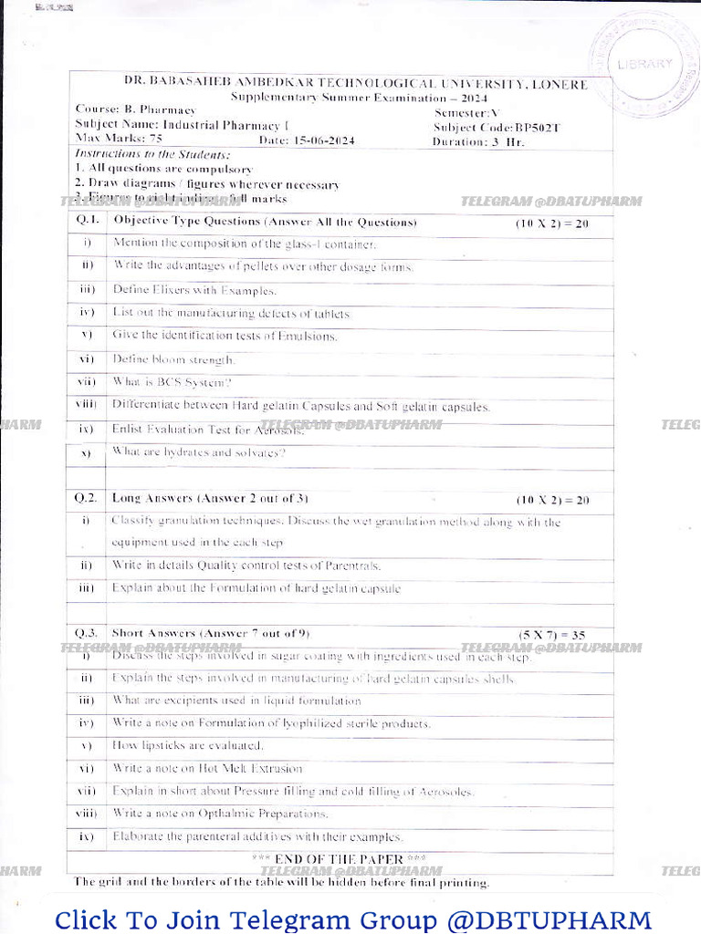 Industrial Pharmacy I Exam Questions | PDF | Pharmaceutical Formulation ...