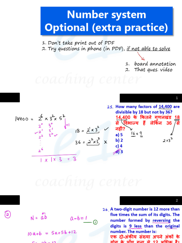 Number System Optional (Extra Practice) | PDF