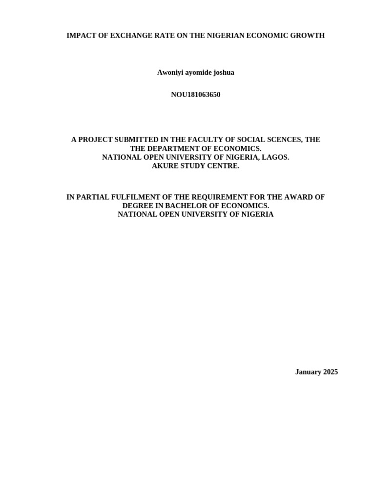 Exchange Rate Effects on Nigeria's Growth | PDF | Cost Of Living ...