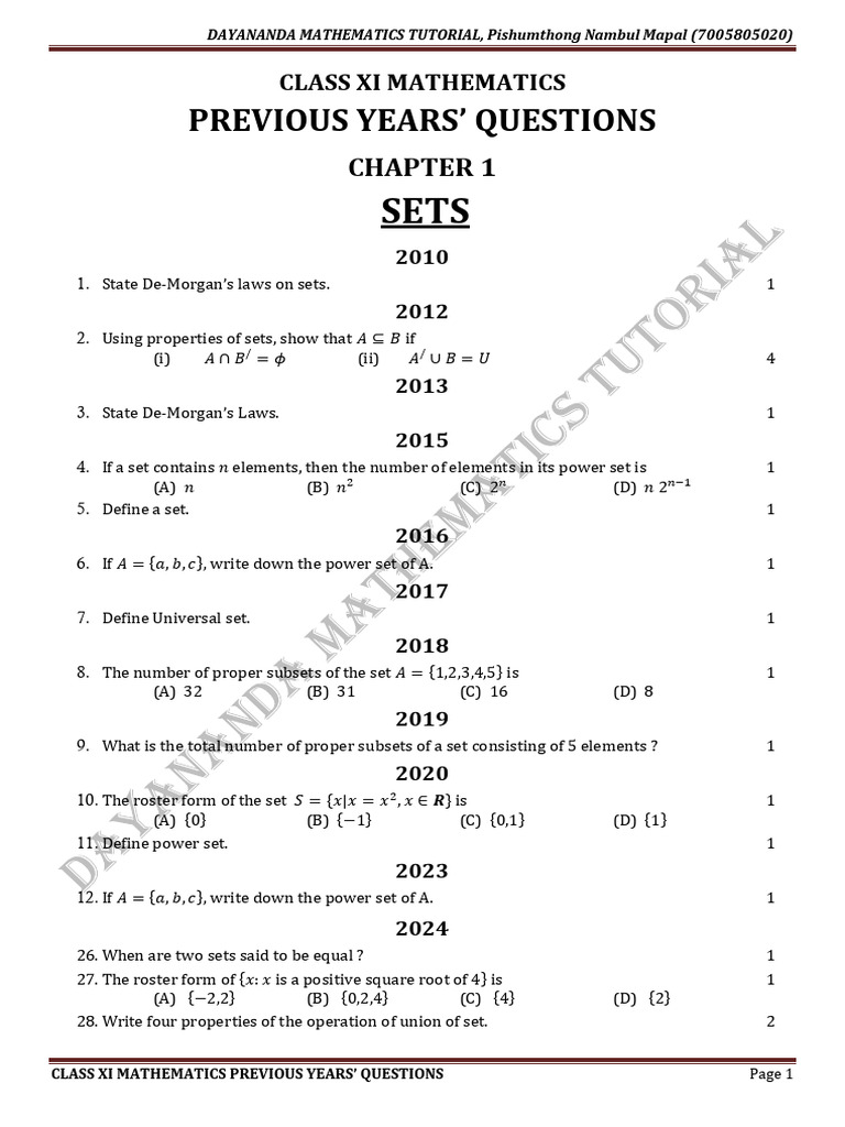 Class Xi P.Y.Q. 2024 - 045849 | PDF | Complex Number | Function ...