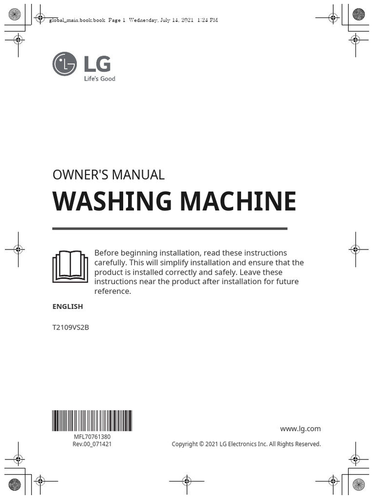 LG Washing Machine Owner's Manual | PDF | Ac Power Plugs And Sockets | Tap (Valve)