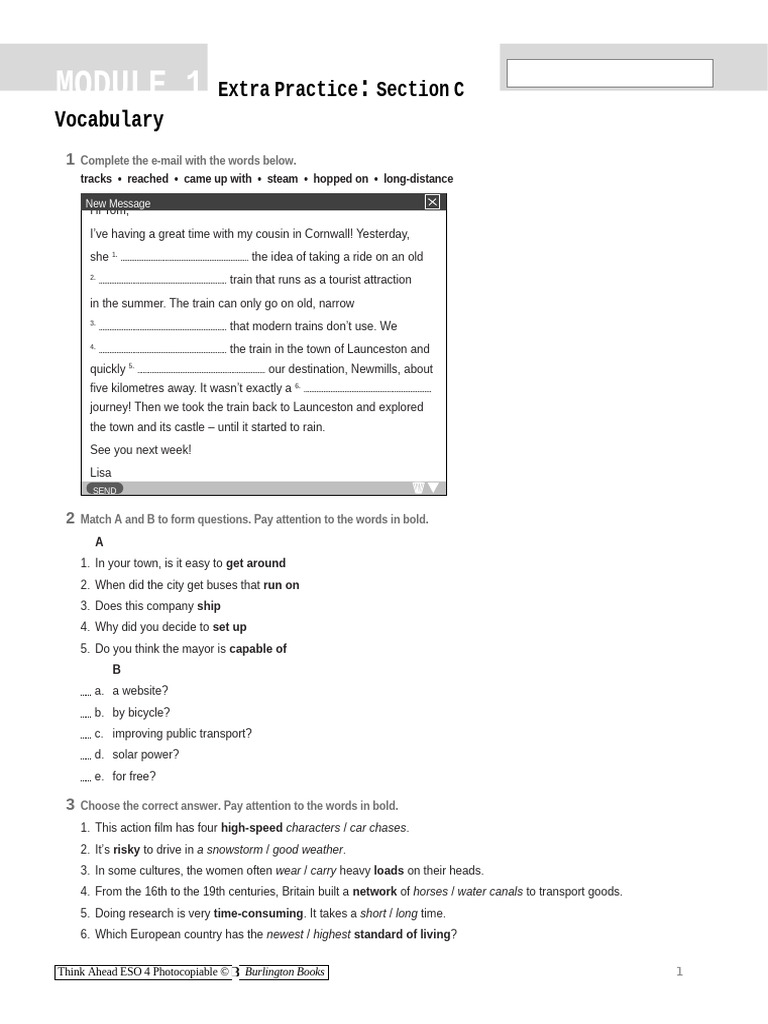 Vocabulary Practice for ESL Learners | PDF | Transport