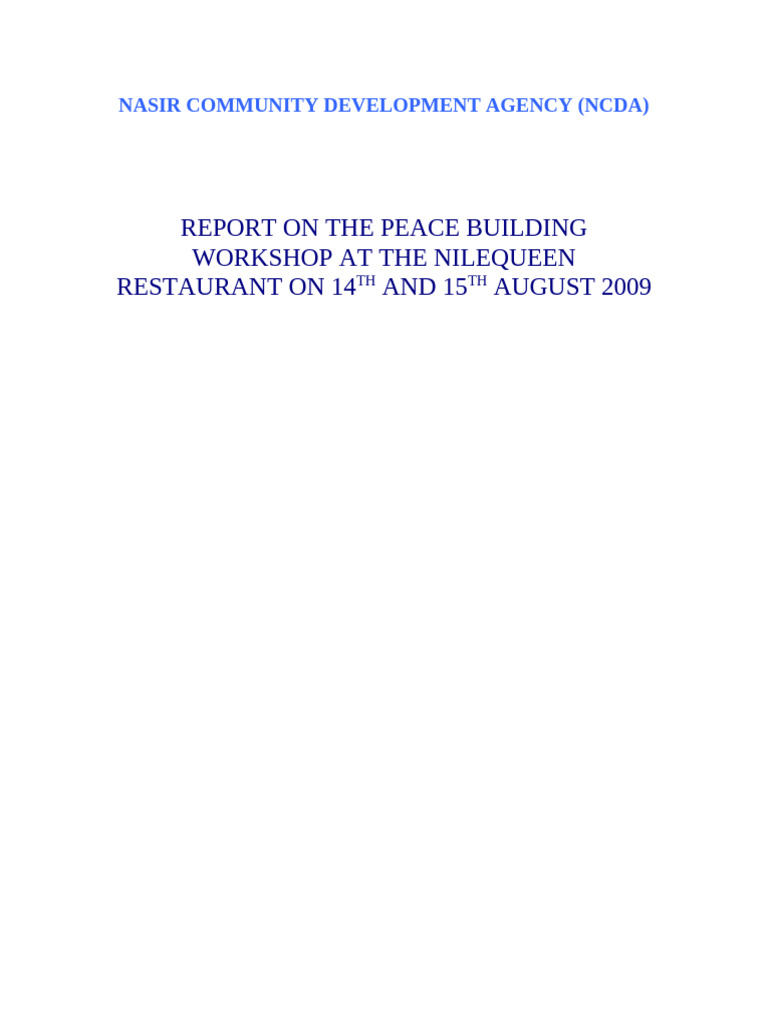 NCDA Peace Building Workshop Report | PDF | Conflict Resolution