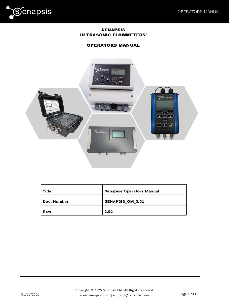 Senapsis Ultrasonic Flowmeters Manual | PDF | Flow Measurement | Pipe ...