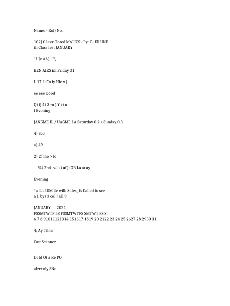 January 2021 Class Schedule | PDF