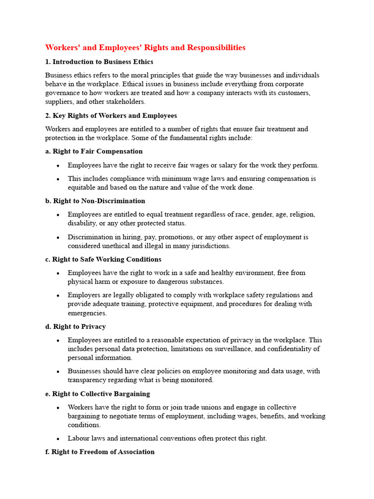Workers' Rights and Responsibilities Guide | PDF | Corporate Social ...