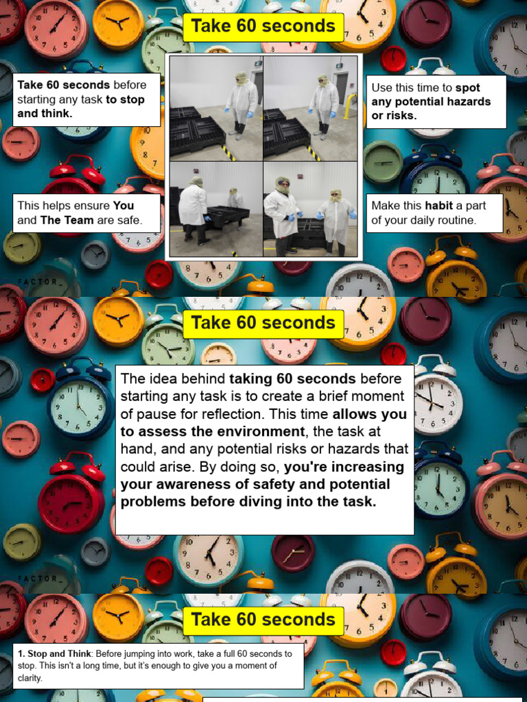 60-Second Safety Pause Guide | PDF | Safety | Risk