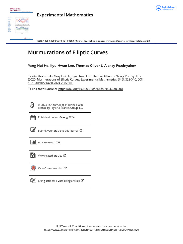 Murmurations in Elliptic Curves Analysis | PDF | Discrete Mathematics ...