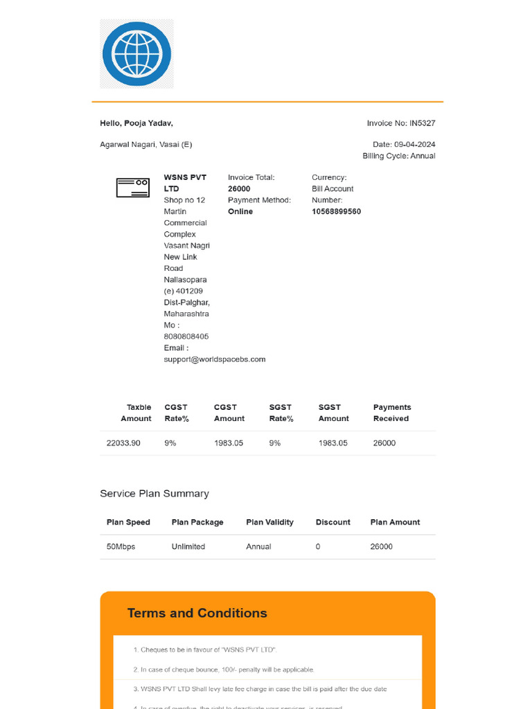 Internet Invoice (Freeforonline - Com) | PDF