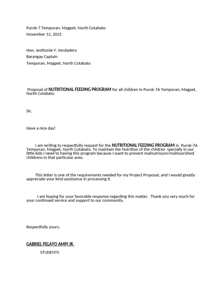 Nutritional Feeding Program Proposal | PDF