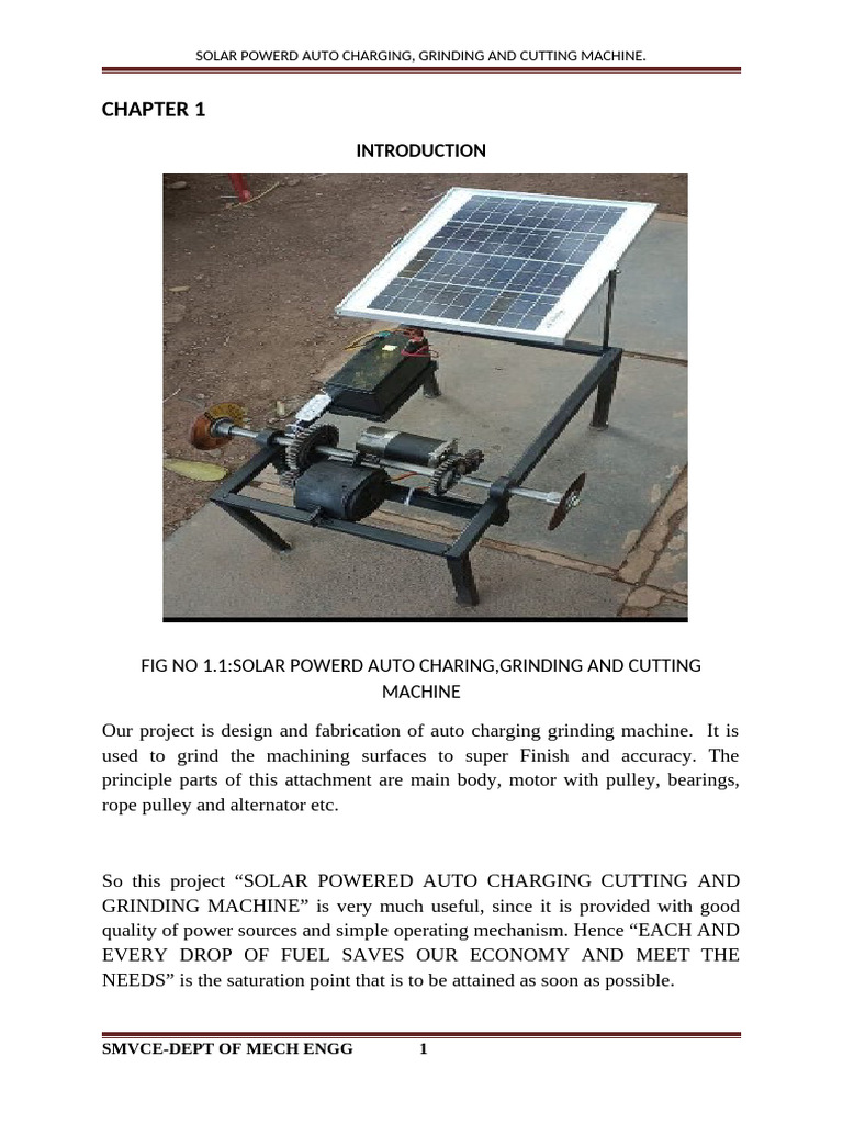 Solar-Powered Grinding and Cutting Machine | PDF | Electric Motor | Gear