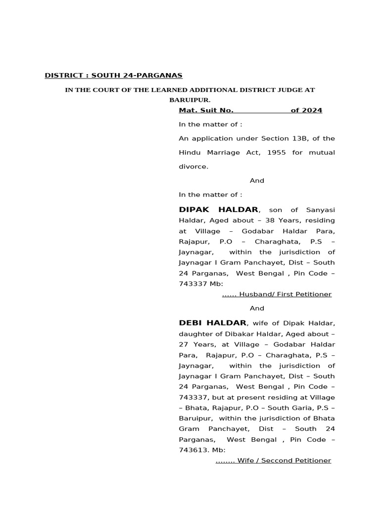 DIPAK HALDAR 13 B MAT | PDF | Marriage | Affidavit