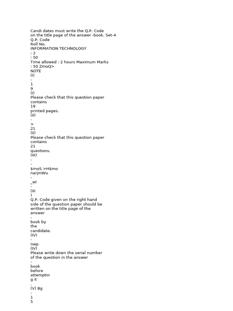 Information Technology Exam Instructions | PDF | Boolean Data Type ...