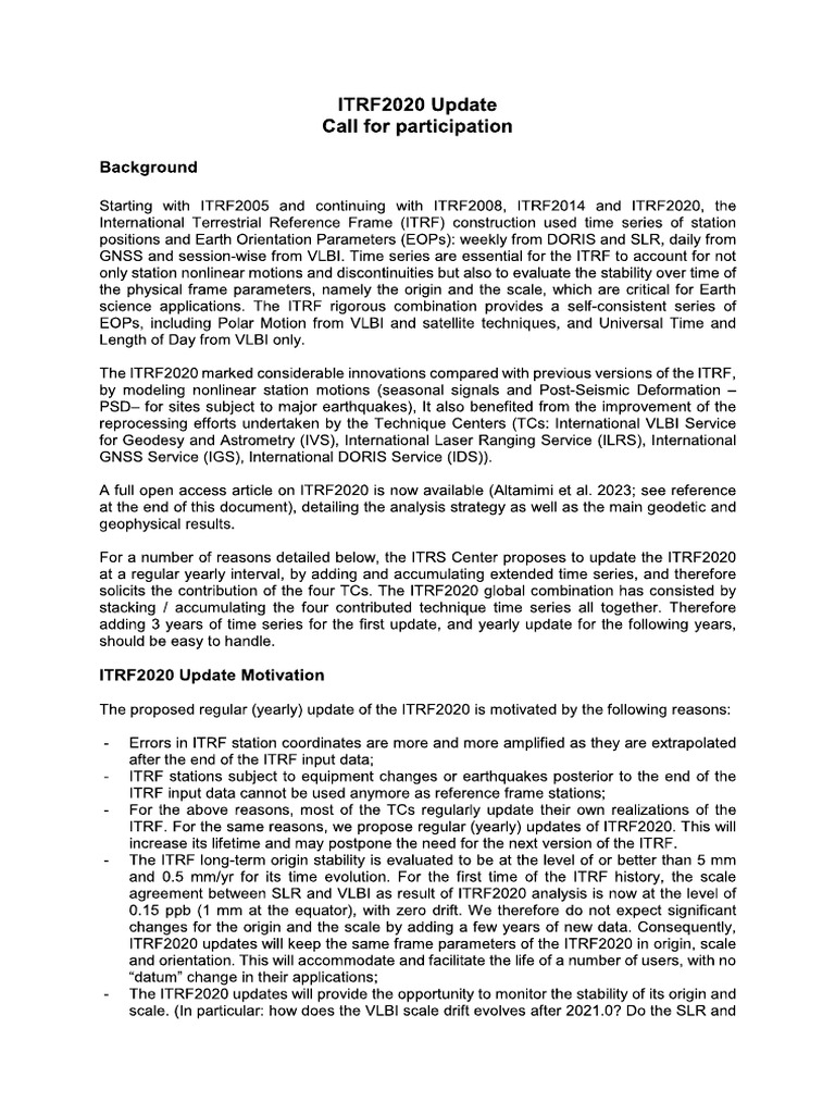CFP Itrf2020 Update | PDF