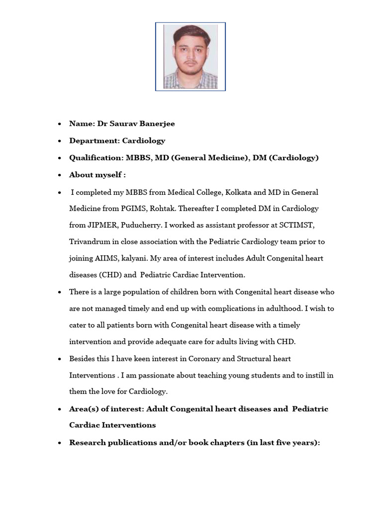 Dr. Saurav Banerjee: Cardiology Expert | PDF | Cardiology | Congenital ...