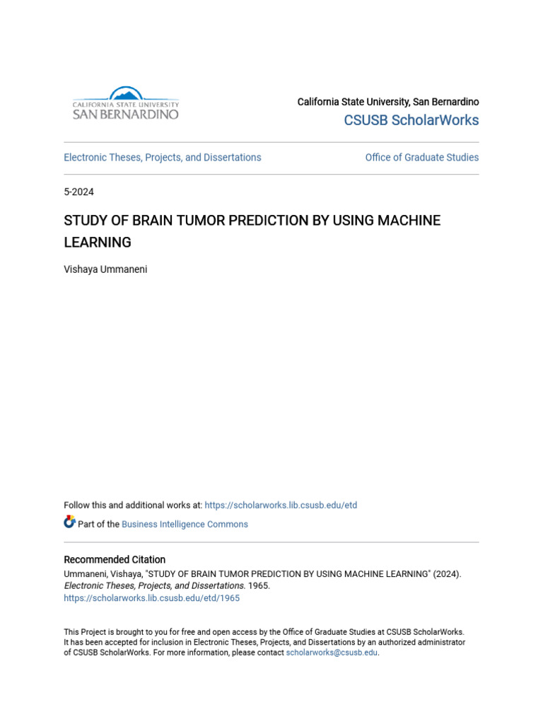 Brain Tumor Prediction Using ML | PDF | Deep Learning | Machine Learning