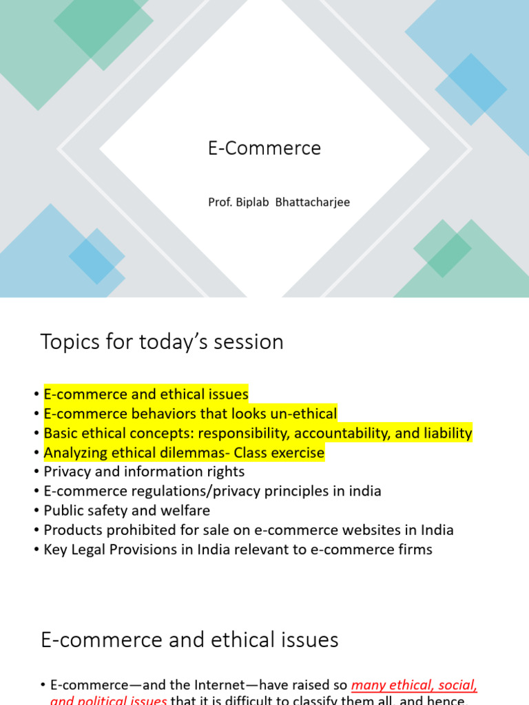 E-Commerce Ethical Issues in India | PDF | Privacy | E Commerce