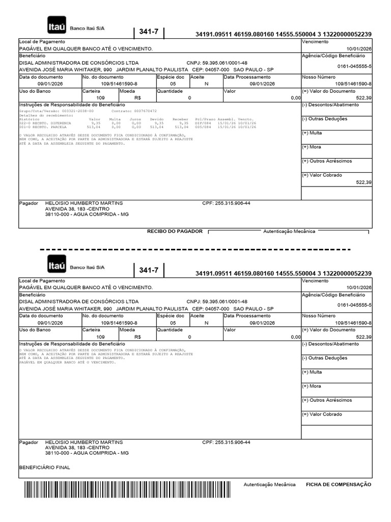 Recibo de Pagamento - DISAL Administradora | PDF | Setor privado ...