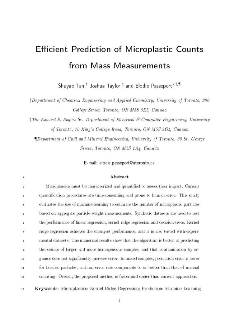 Machine Learning for Microplastic Count Prediction | PDF | Regression ...