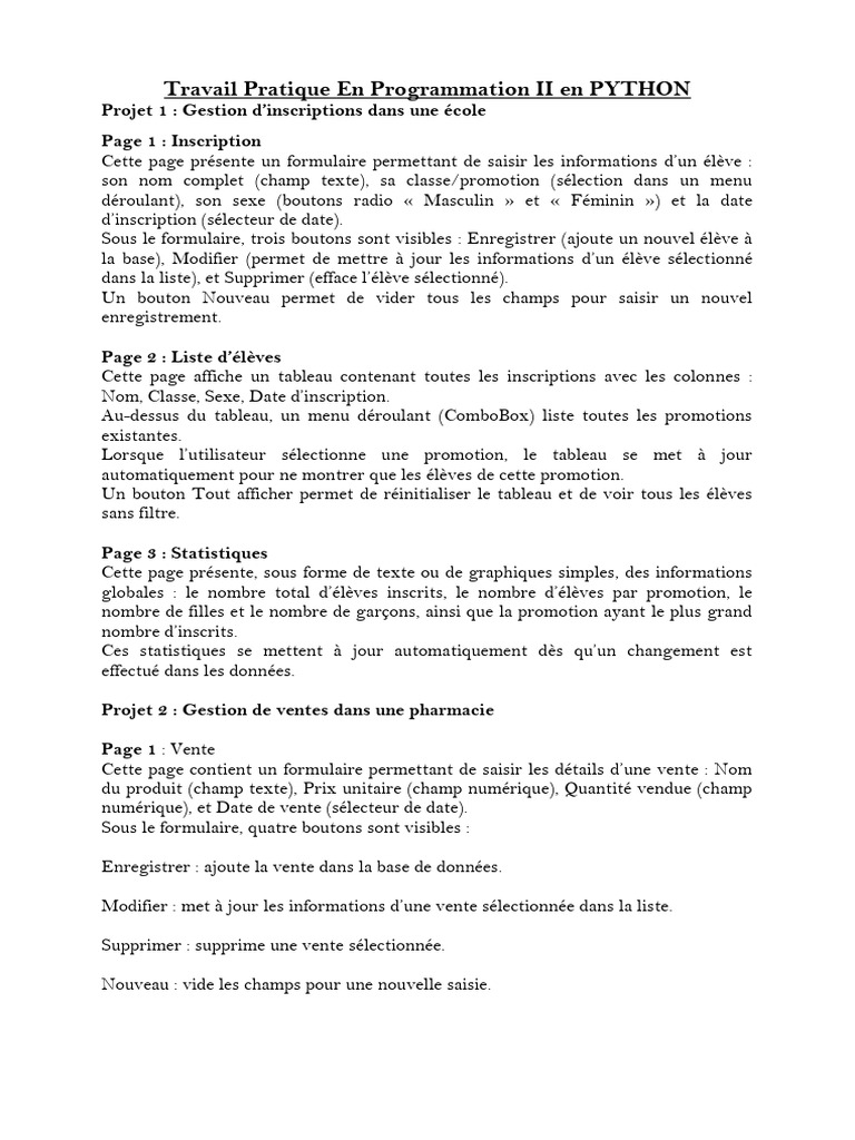 Gestion de projets en Python : Systèmes variés | PDF | Inventaire
