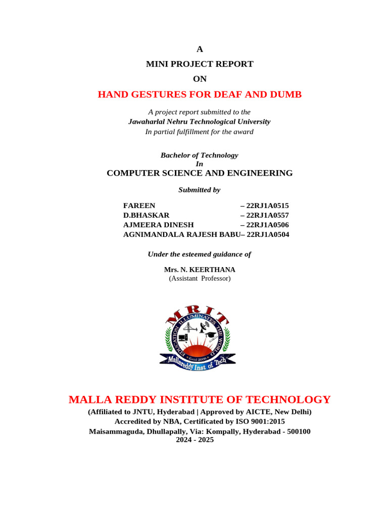 Hand Gesture Recognition Project Report | PDF | Machine Learning | Sign ...