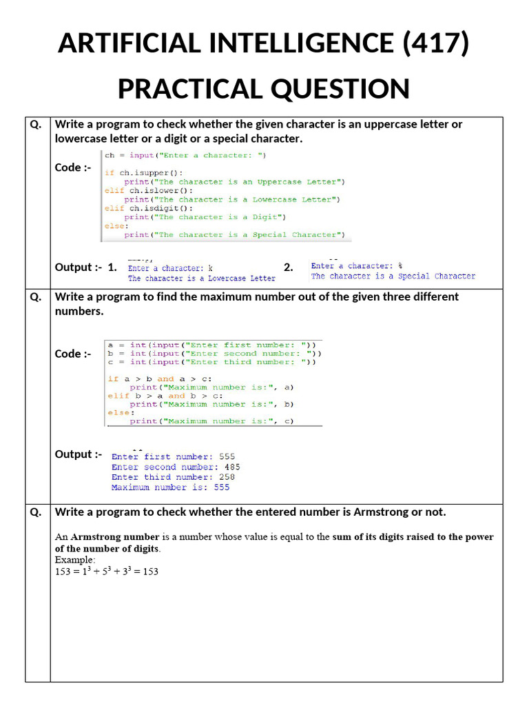AI Programming Exercises and Solutions | PDF