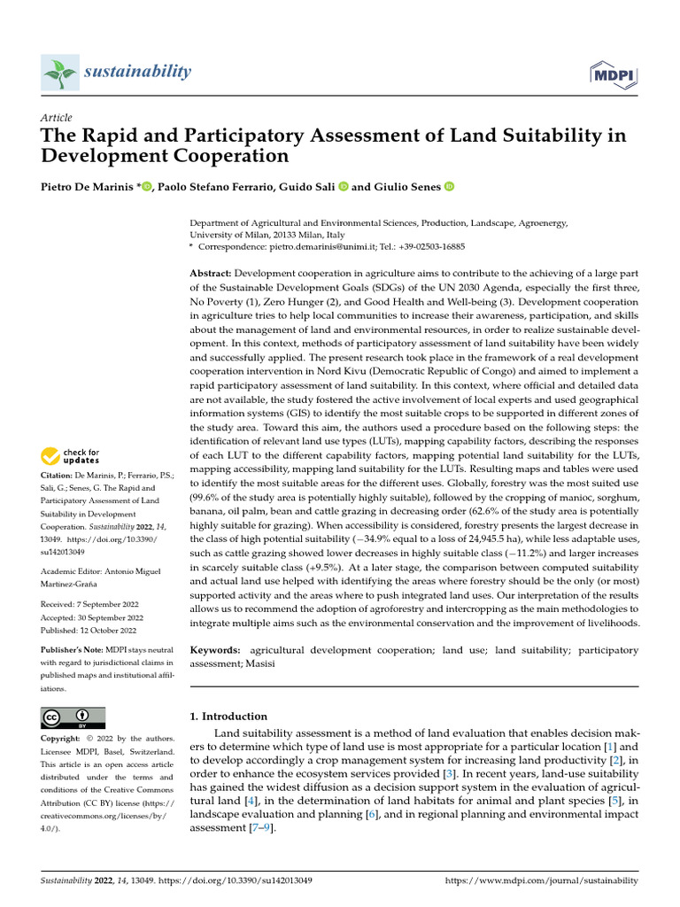 Land Suitability Assessment in DRC | PDF | Climate | Soil