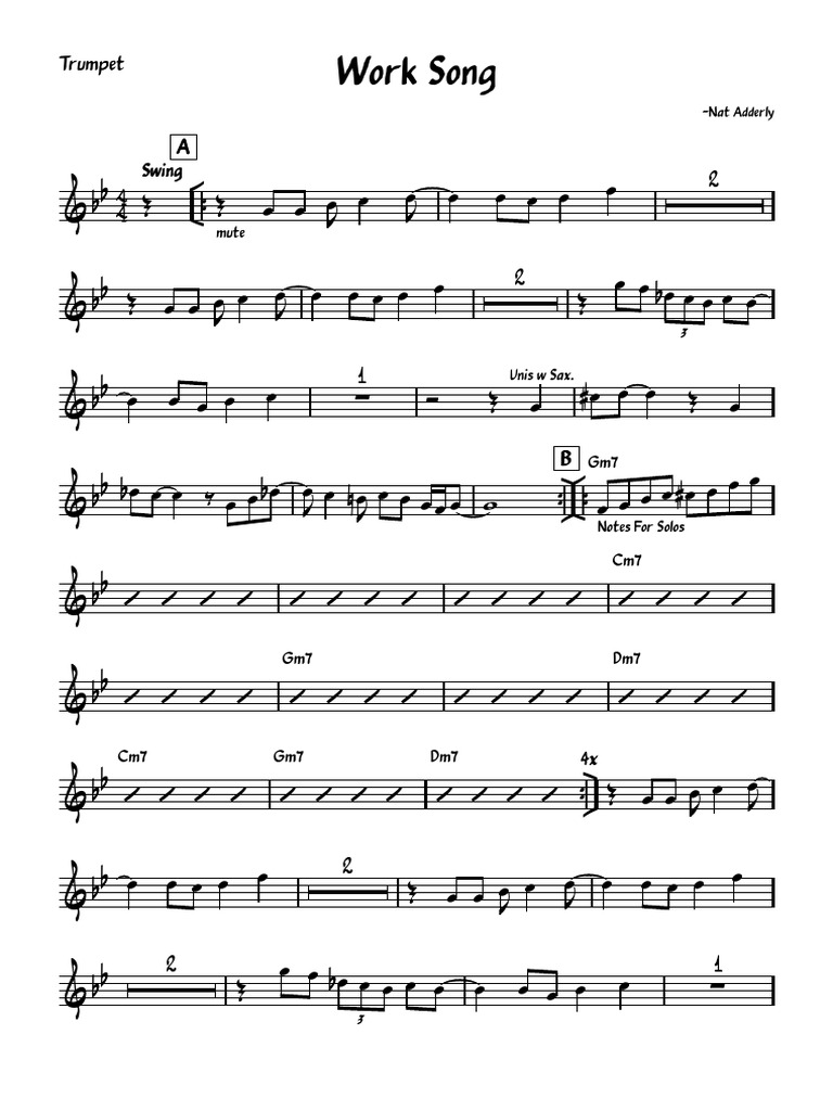 Nat Adderley Work Song Sheet Music | PDF